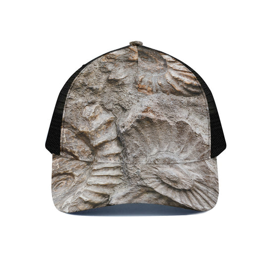 Ammonoidea Fossil Print Black Mesh Trucker Cap