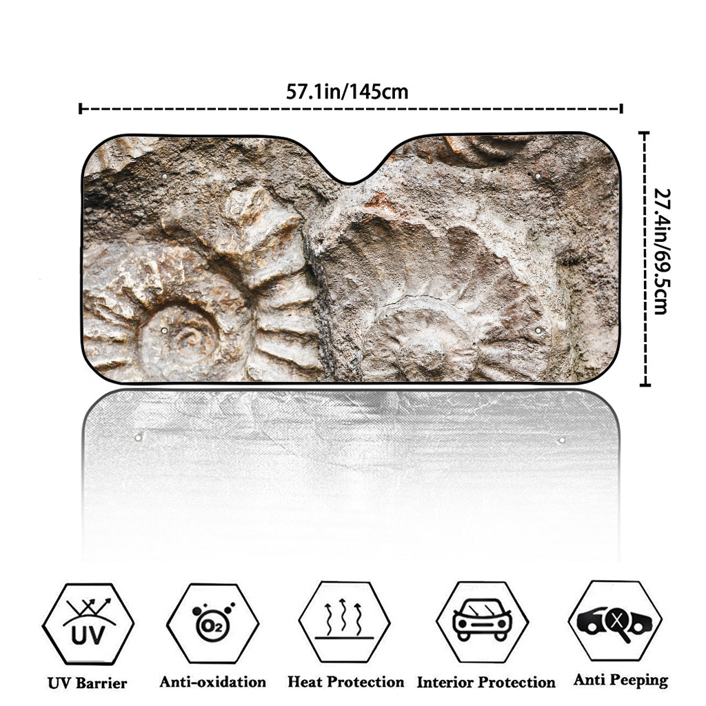 Ammonoidea Fossil Print Car Windshield Sun Shade
