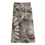 Ammonoidea Fossil Print Cotton Front Slit Maxi Skirt