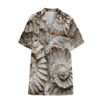 Ammonoidea Fossil Print Cotton Hawaiian Shirt