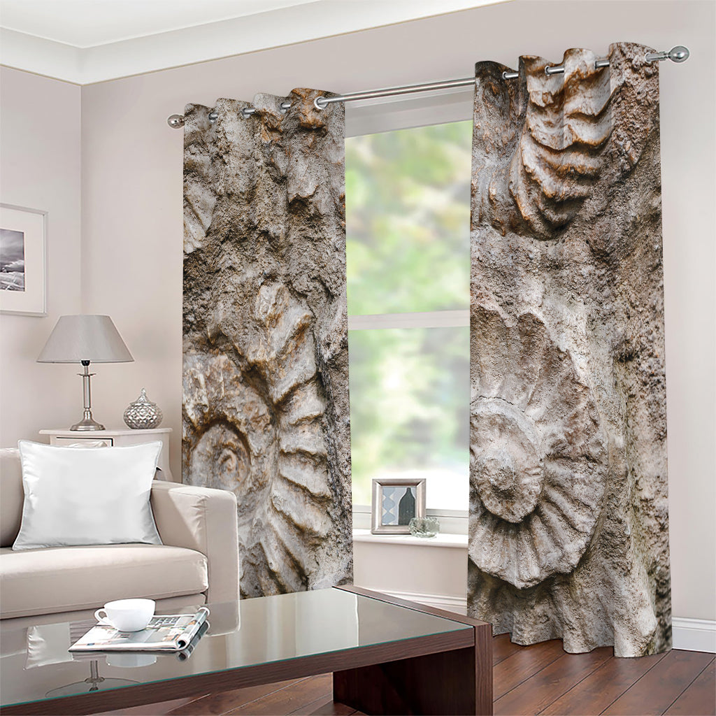 Ammonoidea Fossil Print Extra Wide Grommet Curtains