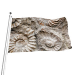 Ammonoidea Fossil Print Flag