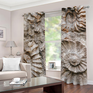 Ammonoidea Fossil Print Grommet Curtains