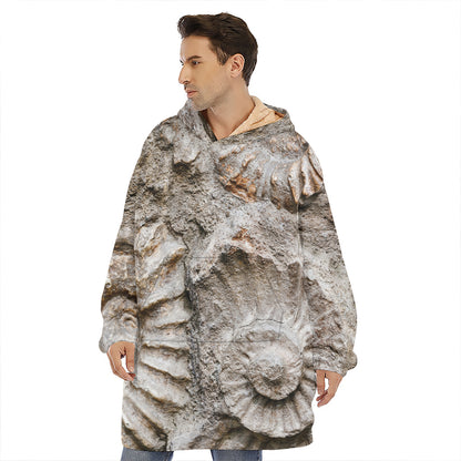 Ammonoidea Fossil Print Hoodie Blanket