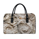 Ammonoidea Fossil Print Leather Duffle Bag