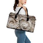 Ammonoidea Fossil Print Leather Duffle Bag