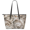 Ammonoidea Fossil Print Leather Tote Bag With Zipper