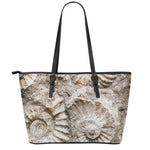 Ammonoidea Fossil Print Leather Tote Bag