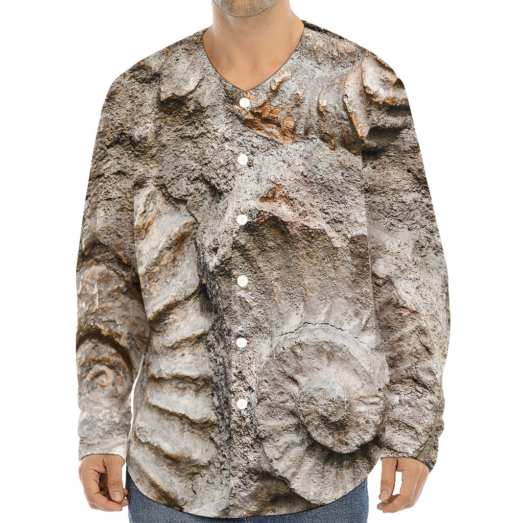 Ammonoidea Fossil Print Long Sleeve Baseball Jersey