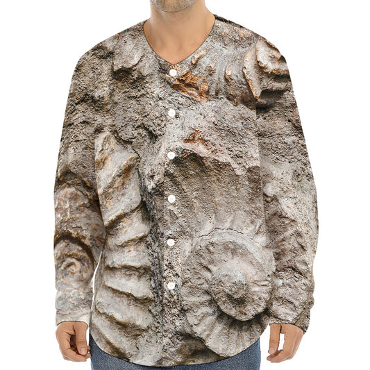 Ammonoidea Fossil Print Long Sleeve Baseball Jersey