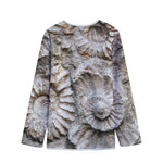 Ammonoidea Fossil Print Long Sleeve Short Coat