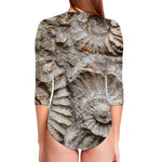 Ammonoidea Fossil Print Long Sleeve Swimsuit