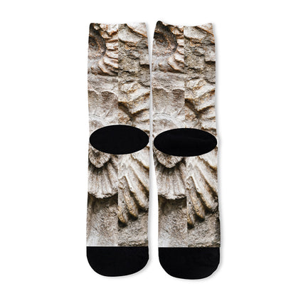 Ammonoidea Fossil Print Long Socks