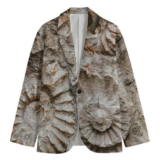 Ammonoidea Fossil Print Men's Cotton Blazer