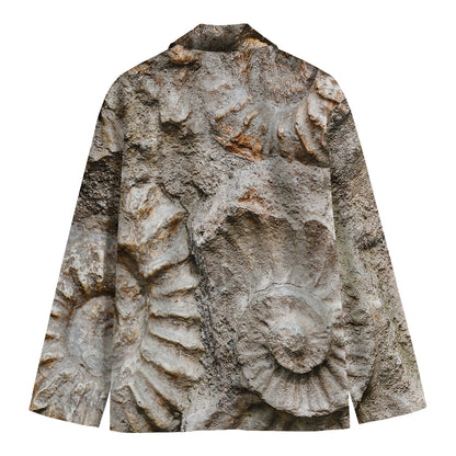 Ammonoidea Fossil Print Men's Cotton Blazer
