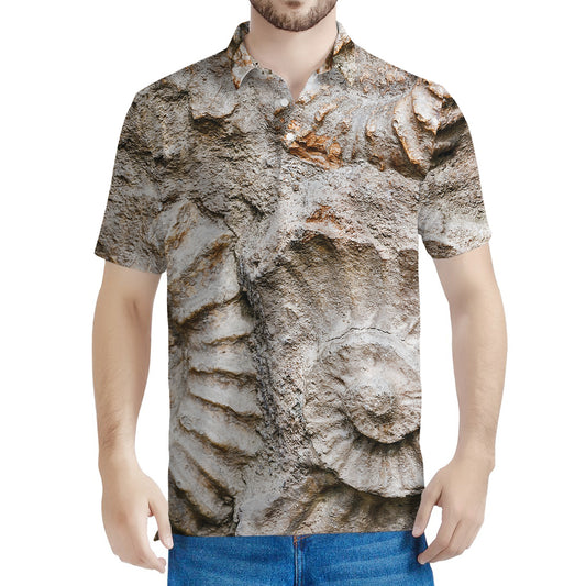 Ammonoidea Fossil Print Men's Polo Shirt