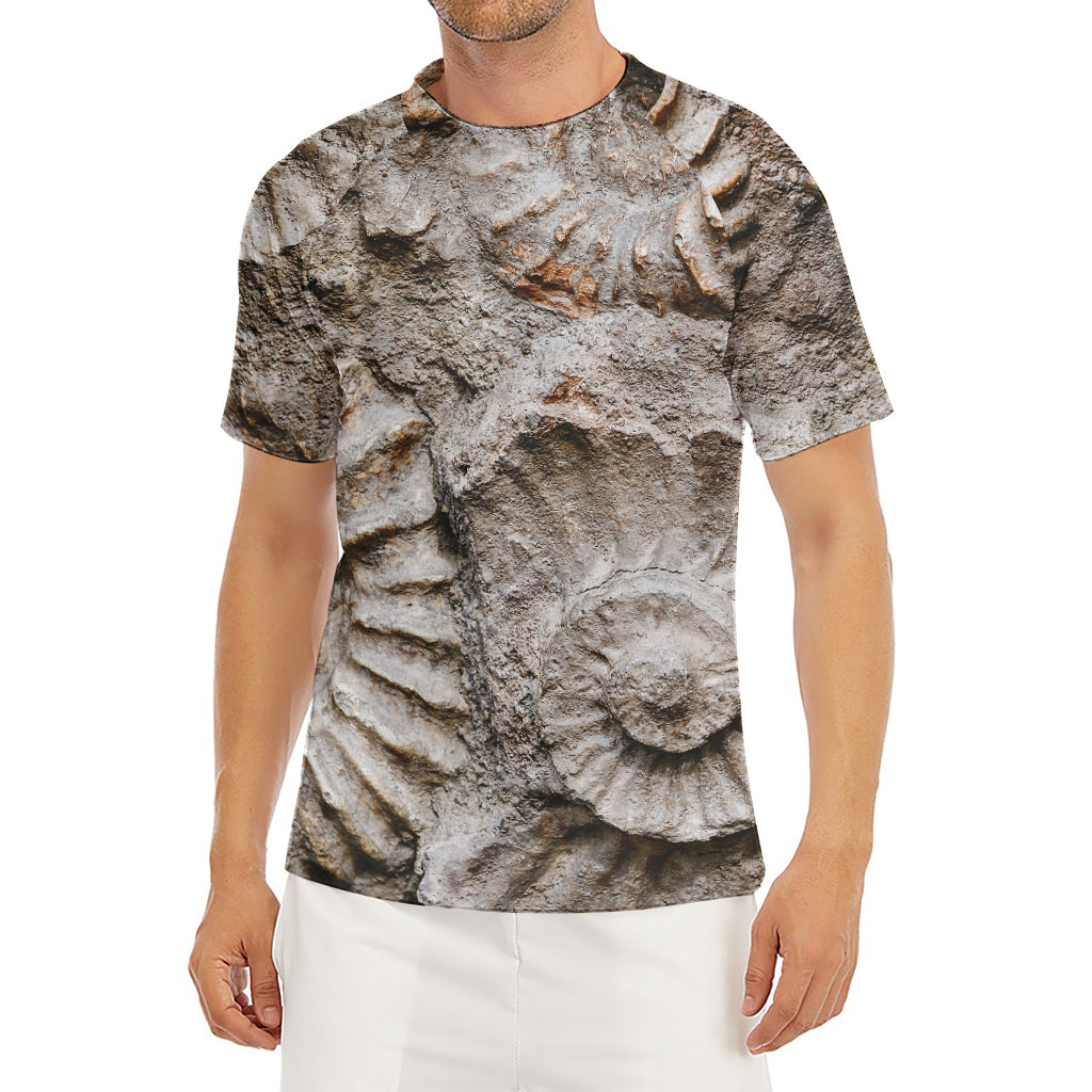 Ammonoidea Fossil Print Men's Short Sleeve Rash Guard
