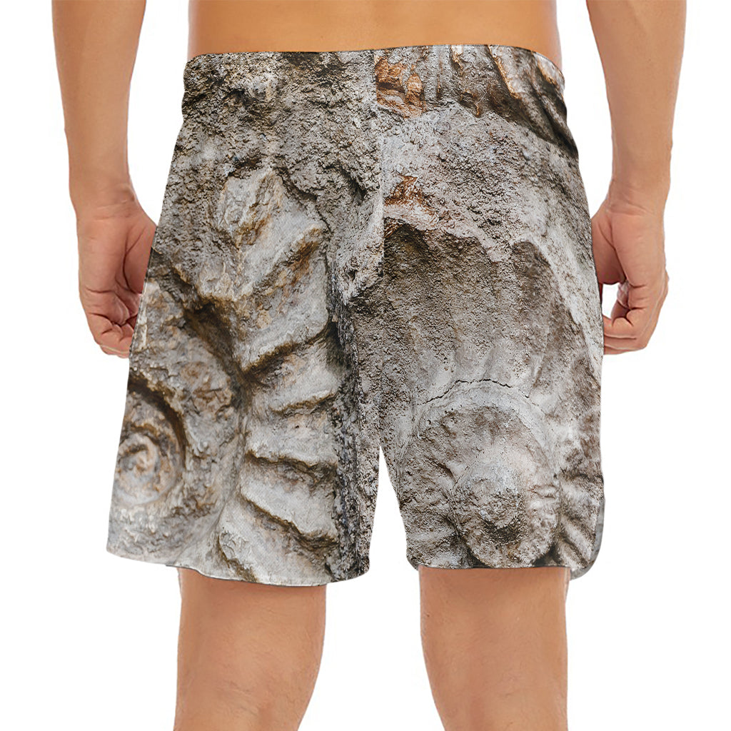 Ammonoidea Fossil Print Men's Split Running Shorts