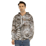 Ammonoidea Fossil Print Men's Velvet Pullover Hoodie
