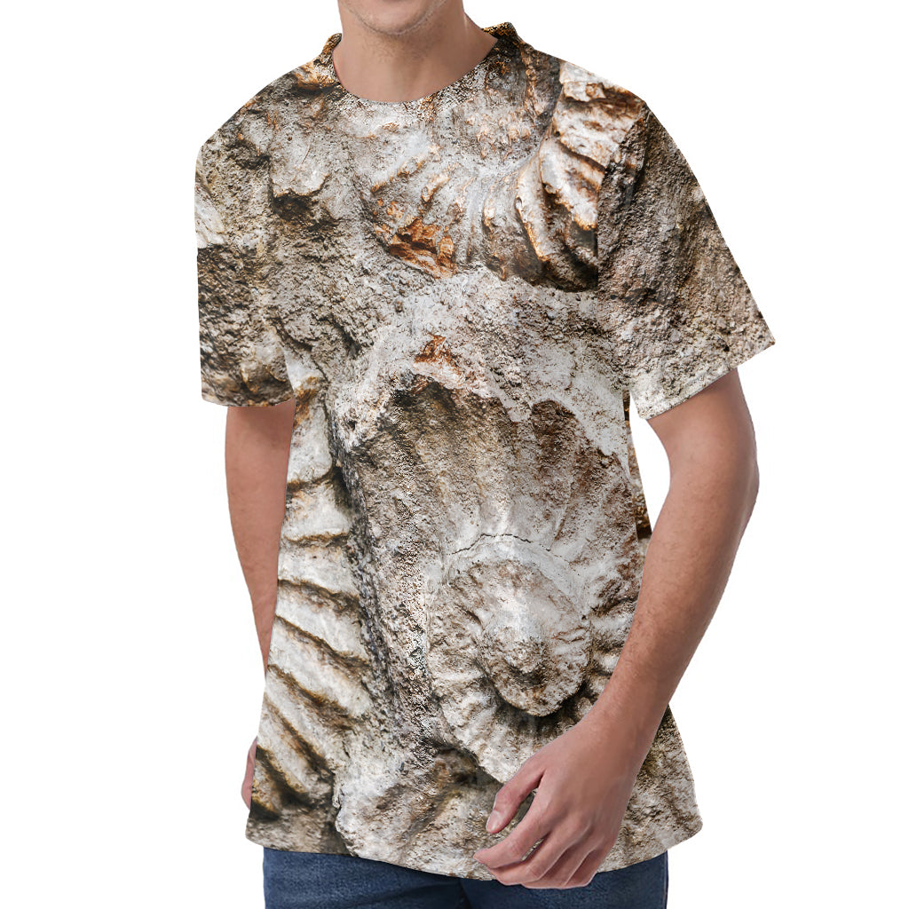 Ammonoidea Fossil Print Men's Velvet T-Shirt