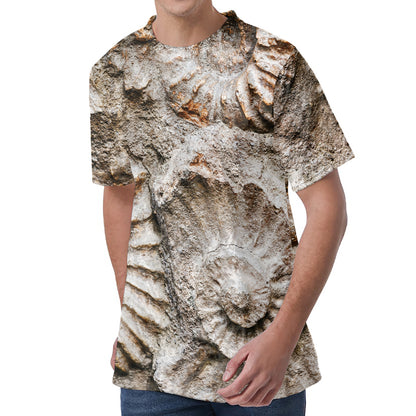 Ammonoidea Fossil Print Men's Velvet T-Shirt