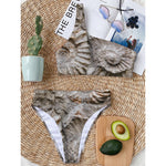Ammonoidea Fossil Print One Shoulder Bikini Top