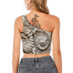 Ammonoidea Fossil Print One Shoulder Crop Top