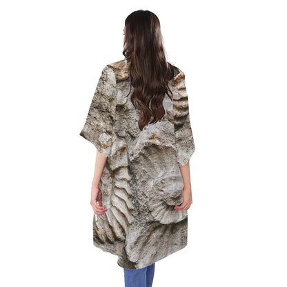 Ammonoidea Fossil Print Open Front Beach Cover Up