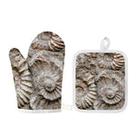 Ammonoidea Fossil Print Oven Mitt And Pot Holder Set