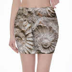 Ammonoidea Fossil Print Pencil Mini Skirt
