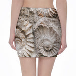 Ammonoidea Fossil Print Pencil Mini Skirt