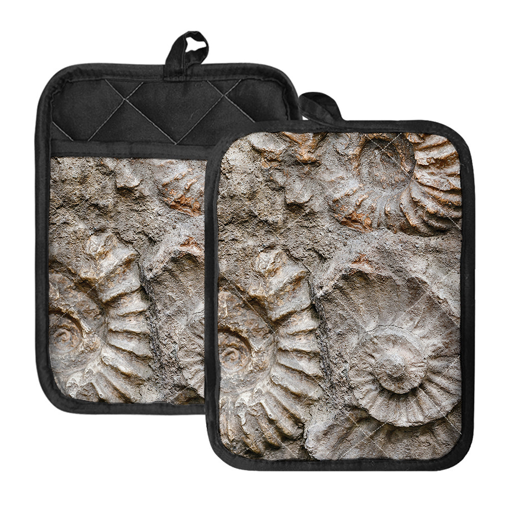 Ammonoidea Fossil Print Pot Holders With Pocket