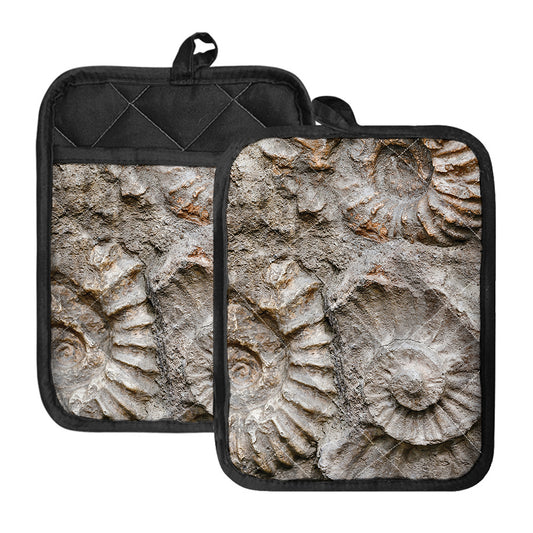 Ammonoidea Fossil Print Pot Holders With Pocket