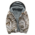 Ammonoidea Fossil Print Sherpa Lined Zip Up Hoodie
