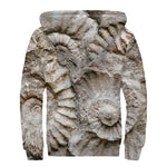 Ammonoidea Fossil Print Sherpa Lined Zip Up Hoodie
