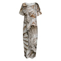 Ammonoidea Fossil Print Short Sleeve Long Nightdress