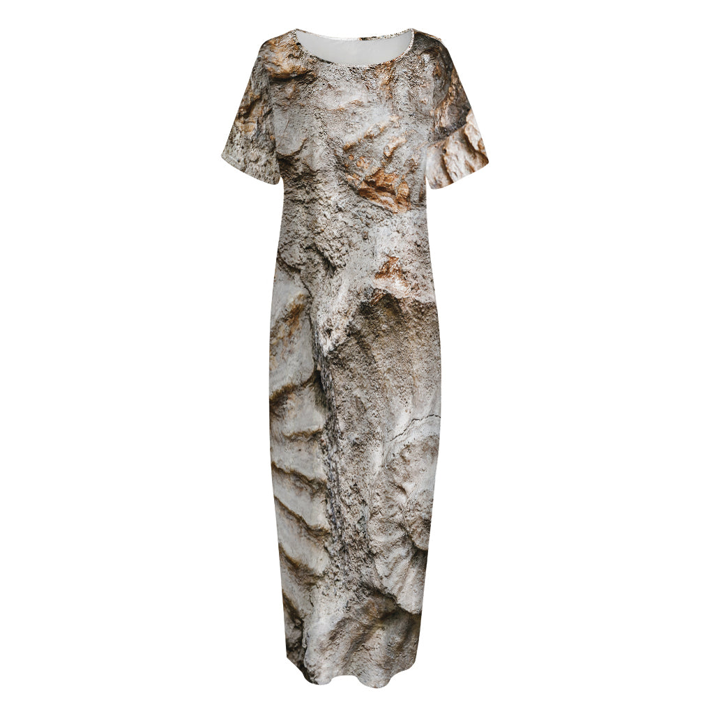 Ammonoidea Fossil Print Short Sleeve Long Nightdress