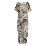 Ammonoidea Fossil Print Short Sleeve Long Nightdress