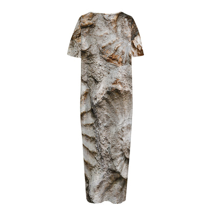 Ammonoidea Fossil Print Short Sleeve Long Nightdress