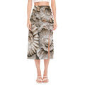 Ammonoidea Fossil Print Side Slit Midi Skirt