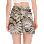 Ammonoidea Fossil Print Side Slit Mini Skirt