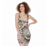 Ammonoidea Fossil Print Sleeveless Bodycon Dress