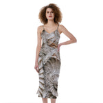Ammonoidea Fossil Print Slim Fit Midi Cami Dress