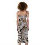 Ammonoidea Fossil Print Slim Fit Midi Cami Dress