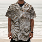 Ammonoidea Fossil Print Textured Short Sleeve Shirt