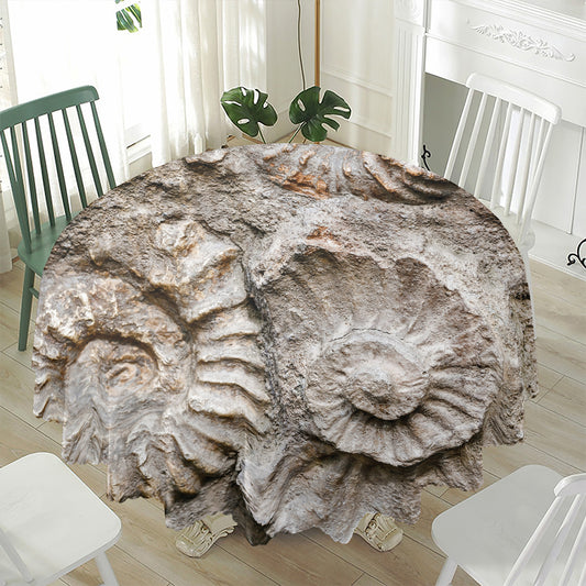 Ammonoidea Fossil Print Waterproof Round Tablecloth
