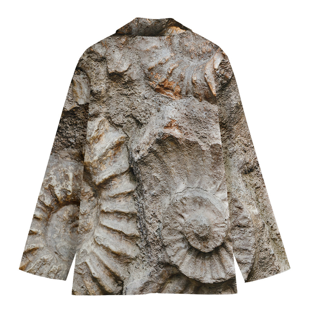Ammonoidea Fossil Print Women's Cotton Blazer