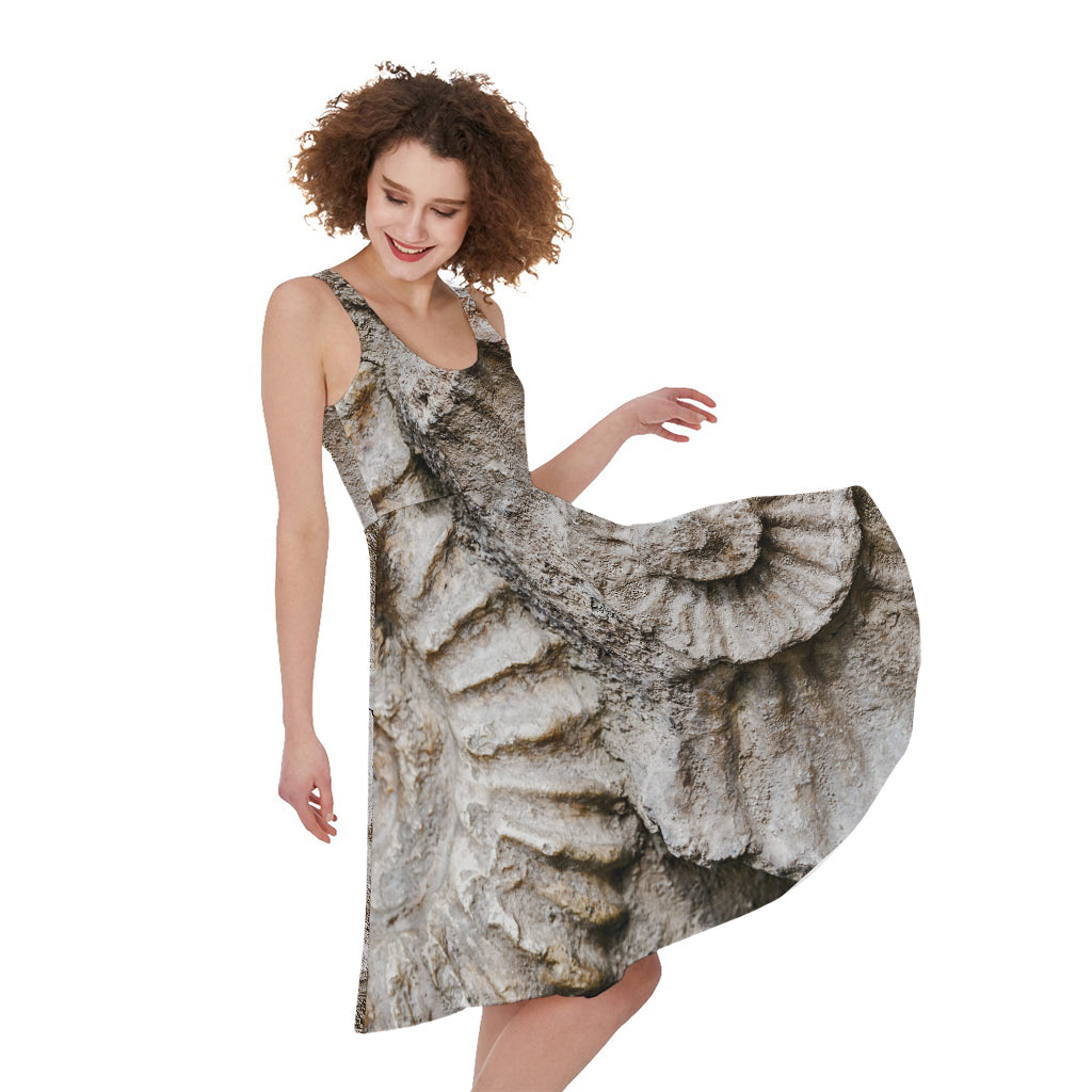 Ammonoidea Fossil Print Women's Sleeveless Dress