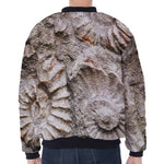 Ammonoidea Fossil Print Zip Sleeve Bomber Jacket
