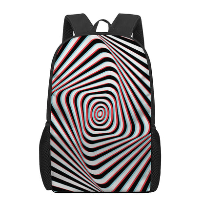 Anaglyph Optical Illusion Print 17 Inch Backpack
